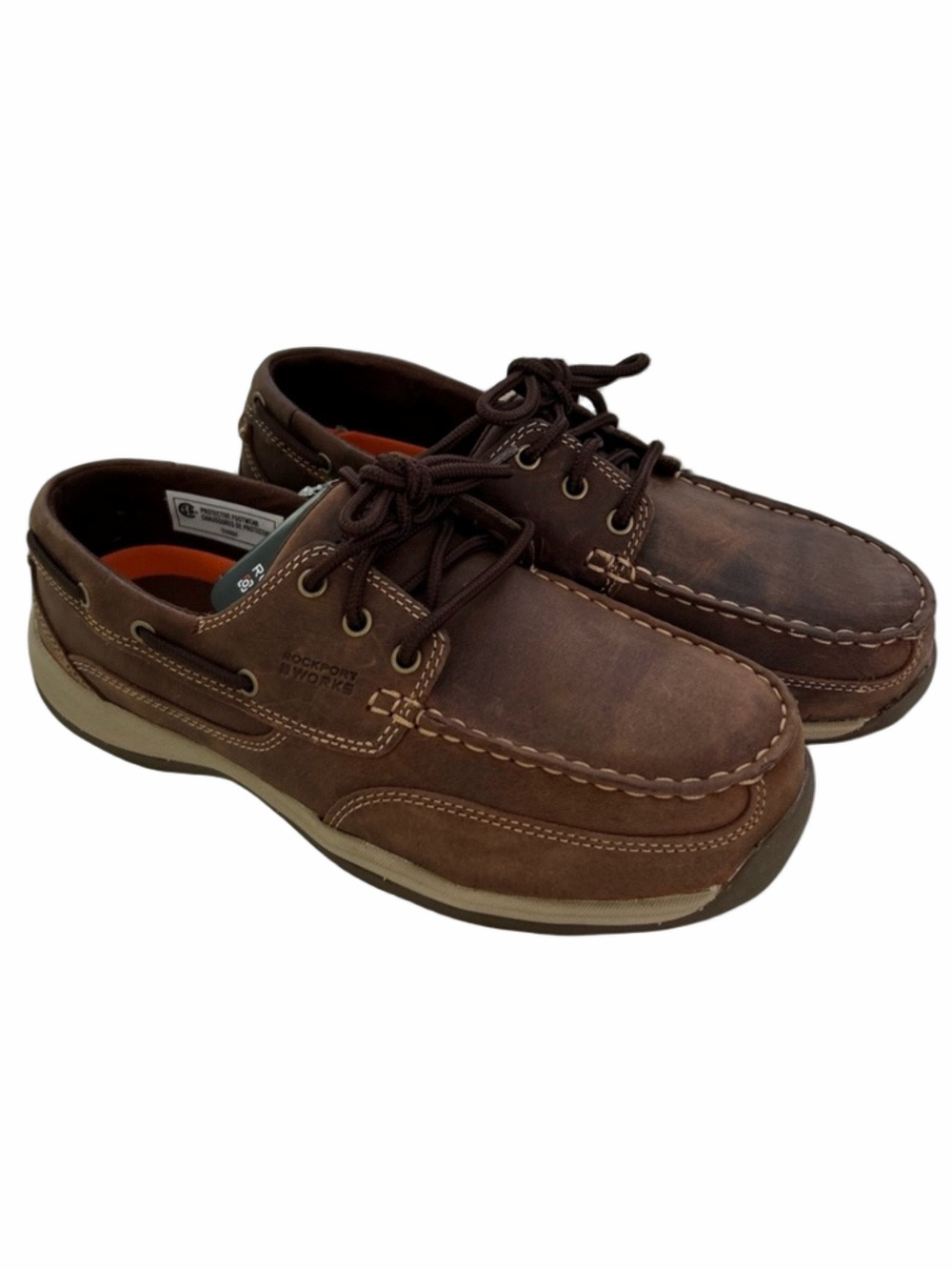Rockport Works Sailing Club Brown Size 10.5 WIDE Boat Shoes Leather RK6736 NEW